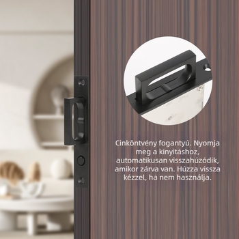 Huiyalong Rejtett ajtózár – rozsdamentes acélból, push-pull rejtett ajtófogó, modell: Press Elastic Hidden Door Handle, stílus: modern egyszerű