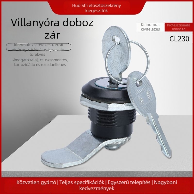 Villanymérő doboz ajtózár – hengeres zár elosztó szekrényekhez, modern minimalista dizájn, testreszabható opció, modell A400-1