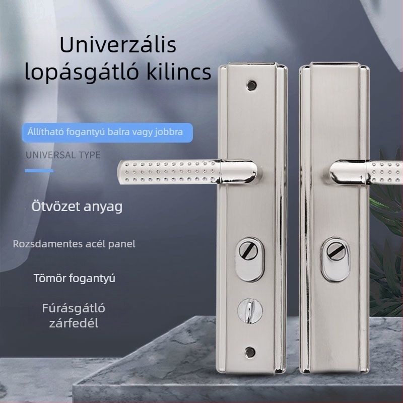 304 rozsdamentes acél ajtófogantyú – húzó fogantyú bejárati ajtóhoz, panel burkolat, 235 zár, modern minimalista stílus