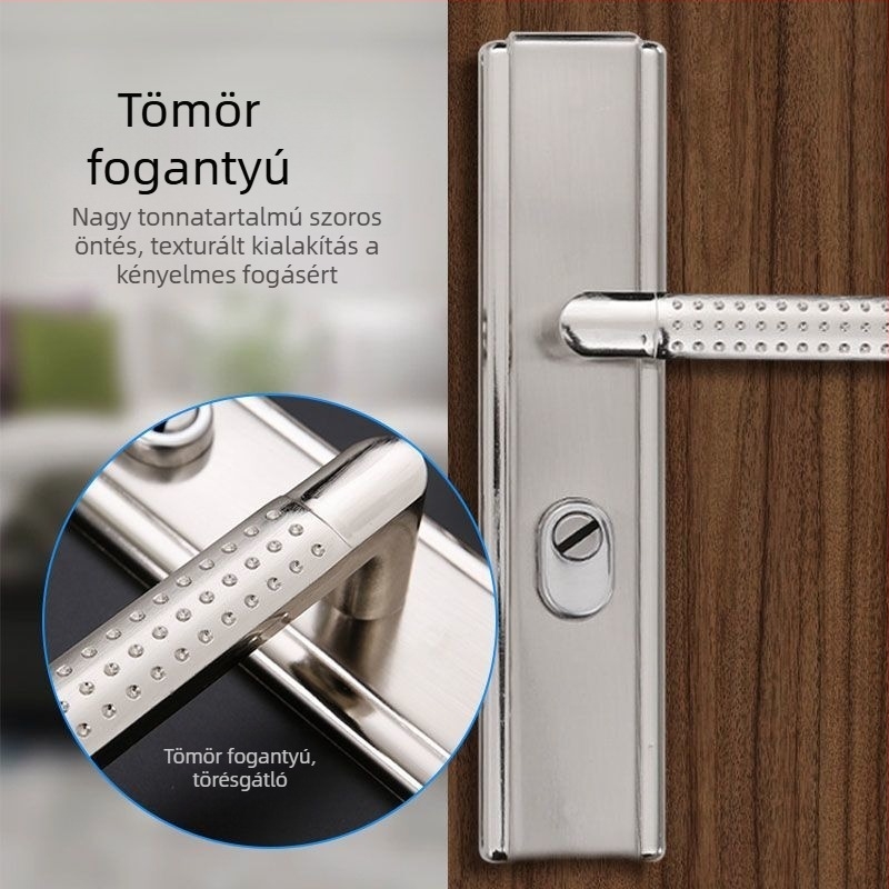 304 rozsdamentes acél ajtófogantyú – húzó fogantyú bejárati ajtóhoz, panel burkolat, 235 zár, modern minimalista stílus