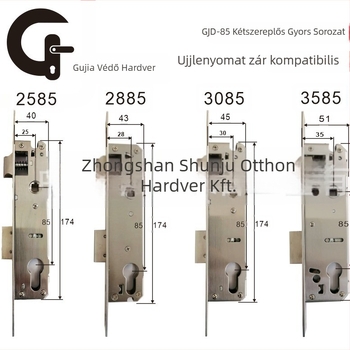 85-ös sorozat kétgyors zártest alumínium és fa ajtókhoz — ujjlenyomat-zár, rozsdamentes acél csap, liner 201, 201-es támaszlemez