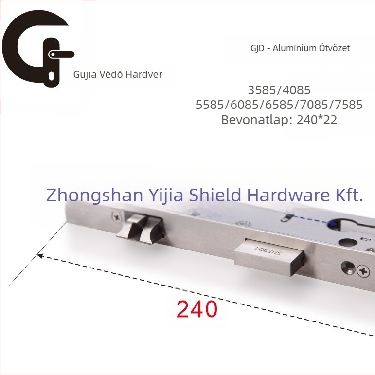 85-ös sorozat kétgyors zártest alumínium és fa ajtókhoz — ujjlenyomat-zár, rozsdamentes acél csap, liner 201, 201-es támaszlemez