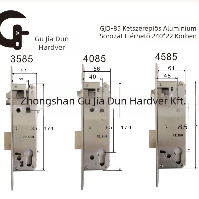 85-ös sorozat kétgyors zártest alumínium és fa ajtókhoz — ujjlenyomat-zár, rozsdamentes acél csap, liner 201, 201-es támaszlemez