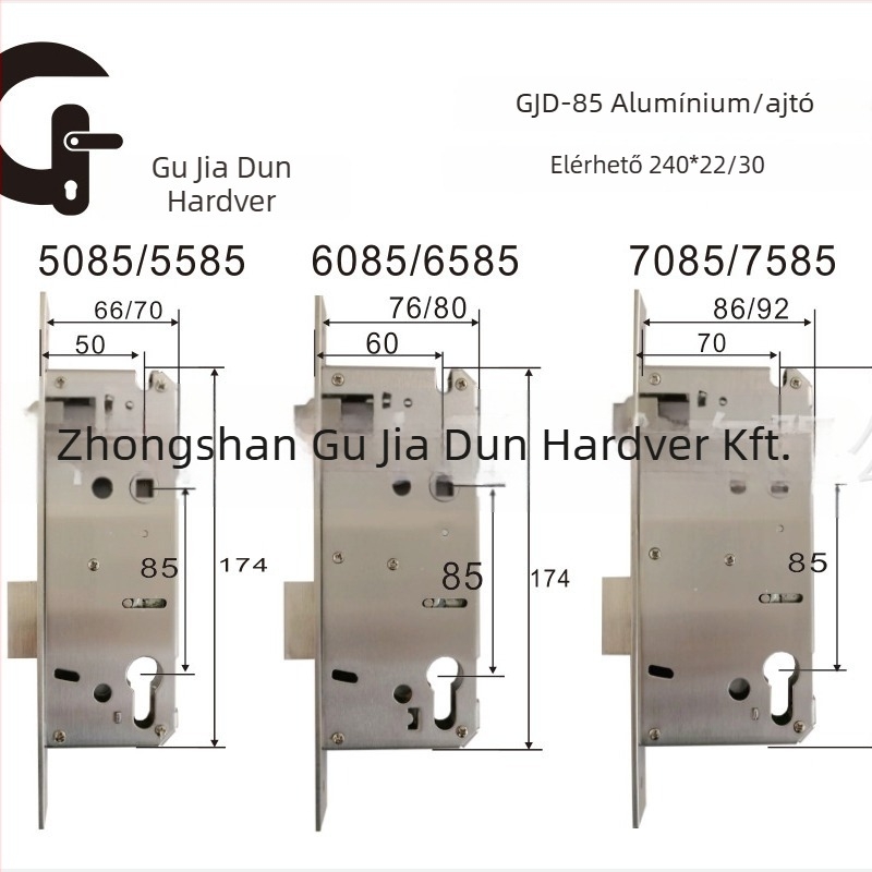 85-ös sorozat kétgyors zártest alumínium és fa ajtókhoz — ujjlenyomat-zár, rozsdamentes acél csap, liner 201, 201-es támaszlemez