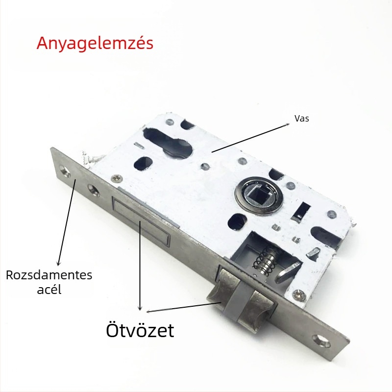 Fa zártest hálószoba ajtóhoz, 160 mm, nehéz rugócsillapító, modell 5845, zárszerelvény kiegészítők