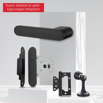 Flower Wood Craftsman alumínium ötvözet ajtózár készlet öko-barát zárfogóval, zártesttel, pánttal és ajtó stopperrel, beltéri faajtókhoz, modern minimál stílus