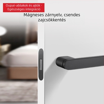 Flower Wood Craftsman alumínium ötvözet ajtózár készlet öko-barát zárfogóval, zártesttel, pánttal és ajtó stopperrel, beltéri faajtókhoz, modern minimál stílus