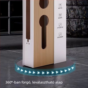 Intelligens zárak bemutatóállványa, alumínium-ötvözet és fa textúrájú felület, modell Y03, könnyű luxus stílus, ujjlenyomat-zár keret