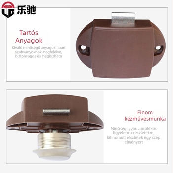 Lechi RV szekrényzár gombbal – motorházakhoz és utánfutókhoz, mentőkhöz és kereskedelmi járművekhez; ABS zártest, cinkötvözet zárnyelv, 304 rozsdamentes acél alkatrészek, testreszabható