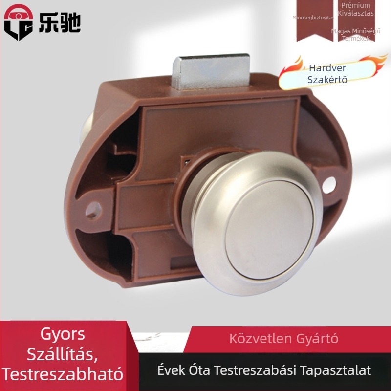 Lechi RV szekrényzár gombbal – motorházakhoz és utánfutókhoz, mentőkhöz és kereskedelmi járművekhez; ABS zártest, cinkötvözet zárnyelv, 304 rozsdamentes acél alkatrészek, testreszabható