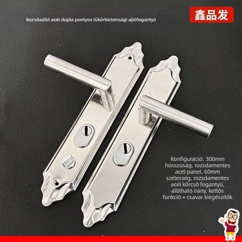 Rozsdamentes acél ajtókilincs záróval, modell 959901[handle] he'an 9901/double living, biztonsági bejárati ajtókhoz, modern minimalista stílus