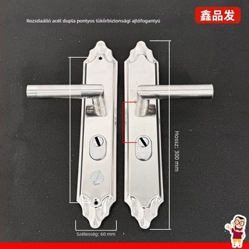 Rozsdamentes acél ajtókilincs záróval, modell 959901[handle] he'an 9901/double living, biztonsági bejárati ajtókhoz, modern minimalista stílus