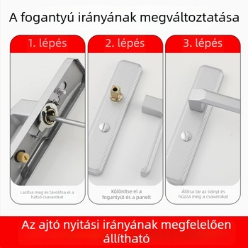 Fürdőszoba ajtózár szilárd alumínium fogantyúval, 110/125 mm-es furattal, fekete vagy ezüst