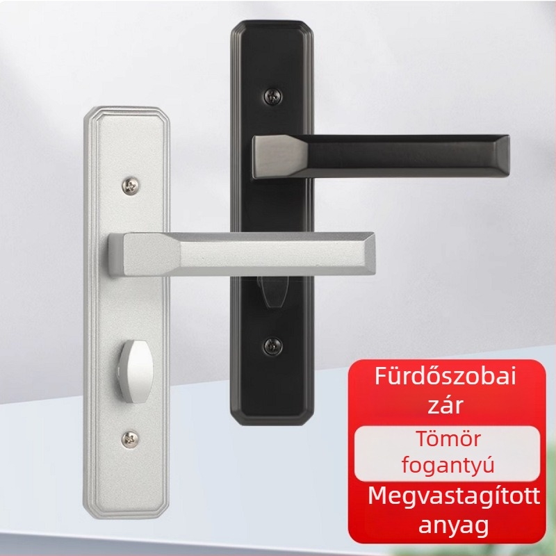 Fürdőszoba ajtózár szilárd alumínium fogantyúval, 110/125 mm-es furattal, fekete vagy ezüst