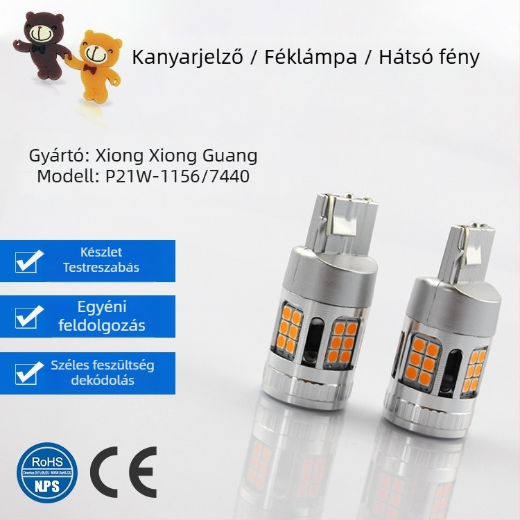 Bear light LED autójelző lámpa T20 1156/7440, 27W, 10-30V, 3030 LED, ventilátorral