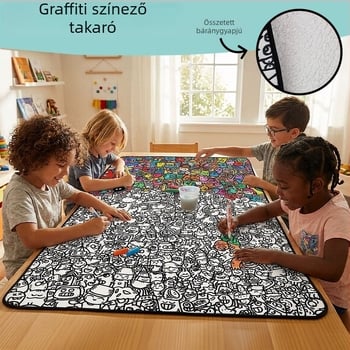 Gyerekek grafiti és karikatúra takaró - Oxford szövet, báránygyapjú, mosható, testre szabható