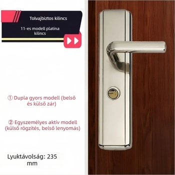 Panpan Spring anti‑lopt ajtózár csere, típus 11, platina kilincs, 235 mm, kettős gyorsaságú, egykaros