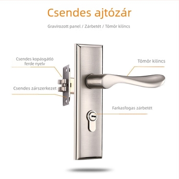 Zinkötvözetű egynyelvű ajtózár belső hálószobai ajtókhoz, minimalist fogantyúzár, csendes működés