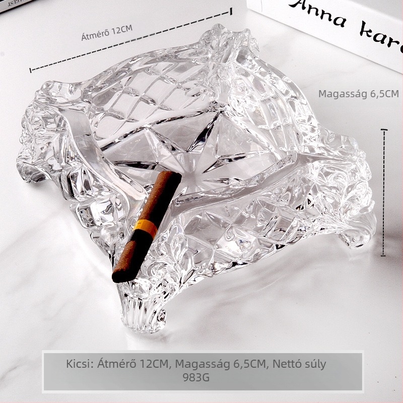 Európai üveg szivar hamutál, márka Flavinmci/Flaventz, logó nélkül, testreszabás nélküli (Üveg • Márka Flavinmci/Flaventz • Logó nélkül • Testreszabás nélküli)