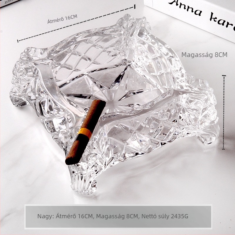 Európai üveg szivar hamutál, márka Flavinmci/Flaventz, logó nélkül, testreszabás nélküli (Üveg • Márka Flavinmci/Flaventz • Logó nélkül • Testreszabás nélküli)
