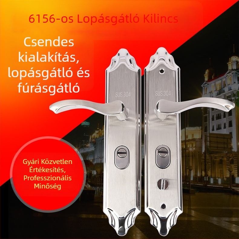 Rozsdamentes acélból készült kettős fogantyúval rendelkező bejárati ajtózár készlet