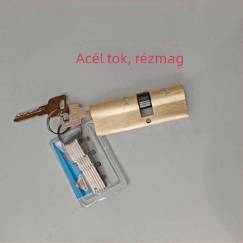 AB zárbetét vas fogantyúval és rézmaggal, kétoldalas ajtózár vas fogantyúval, hagyományos tiszta rézből készült kivitel, nyolc kulcs