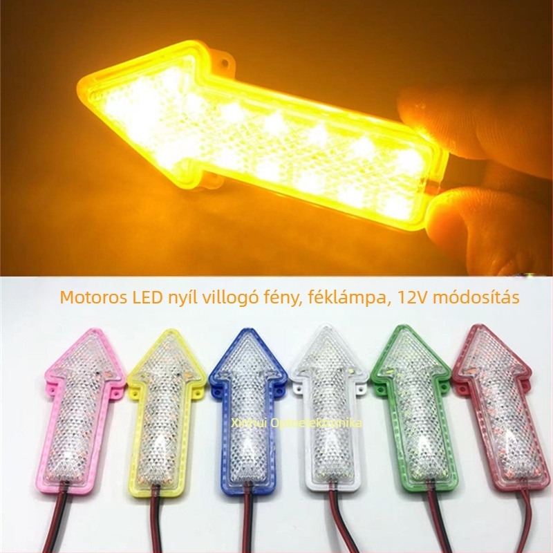 Nyíl alakú LED irányjelző lámpa motorkerékpárhoz, 12V, 5W, 4300K, általános kompatibilitás