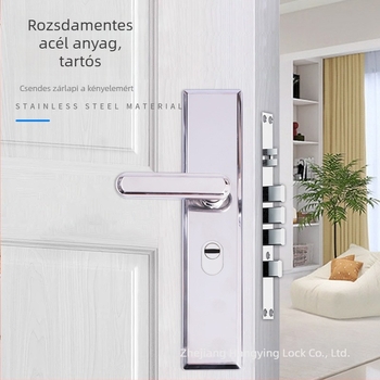 Tűz-ellenálló ajtókilincs rozsdamentes acélból vastag panellel, többfunkciós zármechanizmus, felületre szerelhető, kulcsos működés