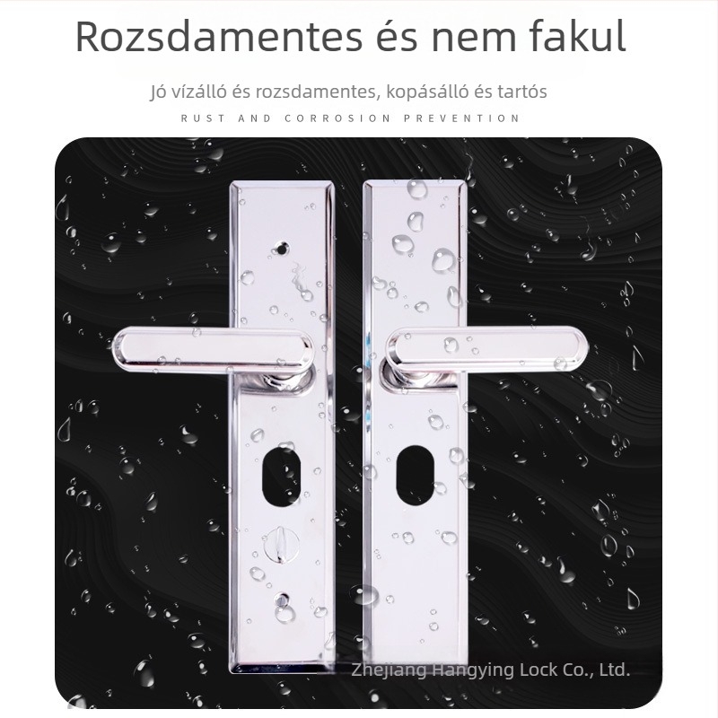 Tűz-ellenálló ajtókilincs rozsdamentes acélból vastag panellel, többfunkciós zármechanizmus, felületre szerelhető, kulcsos működés