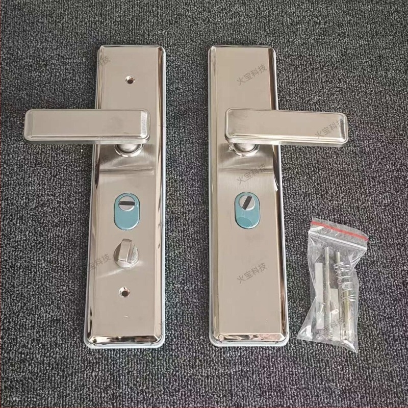 Rozsdamentes acél paneles ajtókilincs, bejárati ajtókhoz, modell 9086, anti-lopás ajtókhoz, modern minimalist stílus, középtávolság 68 mm, furatok közötti távolság 235 mm