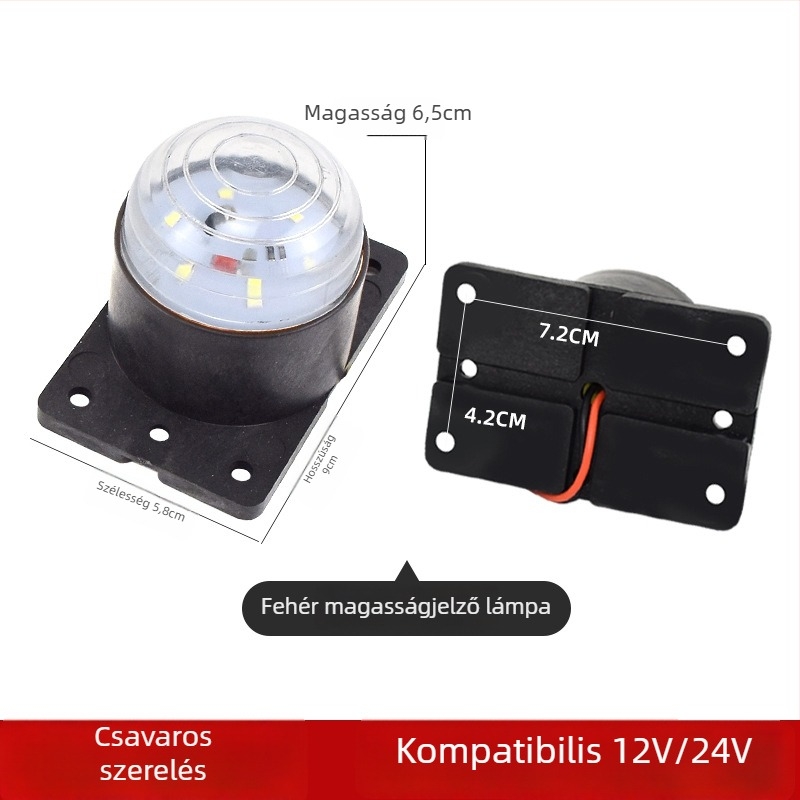 24V LED négyszögletű jelzőfény teherautóhoz és furgonhoz, modell SGD-24, 3W, nagy fényerő