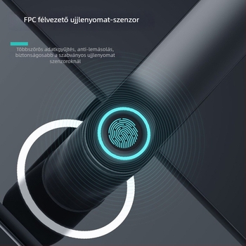 Félautomata okos zár biztonsági ajtóra — 100 ujjlenyomat tárolókapacitás, >20 000 nyitás, <0.1 s beolvasási idő, <0.1% hamis felismerési arány, DC táplálás