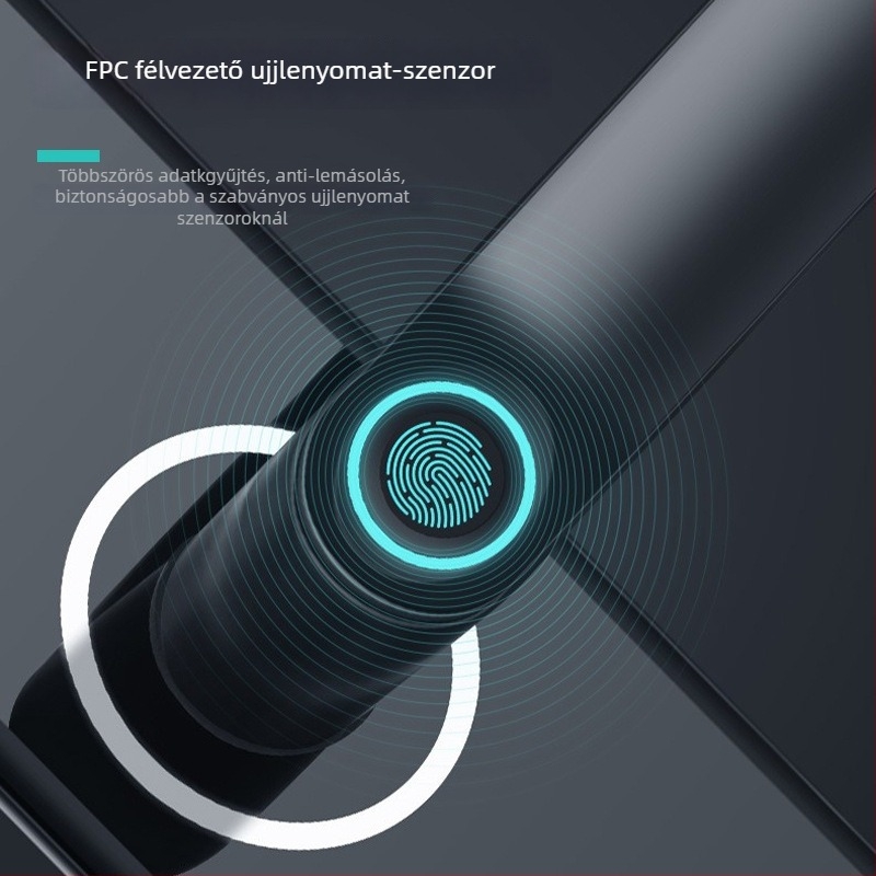 Félautomata okos zár biztonsági ajtóra — 100 ujjlenyomat tárolókapacitás, >20 000 nyitás, <0.1 s beolvasási idő, <0.1% hamis felismerési arány, DC táplálás