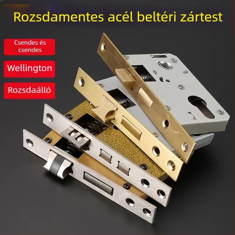 Fa beltéri ajtó zártest, rozsdamentes acél, modell 8-967, modern egyszerű stílus