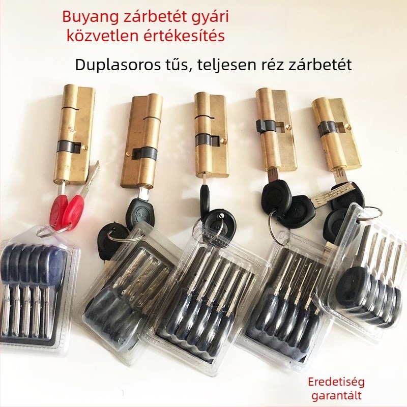 Buyang lopás elleni ajtózár cilinder, egyoldalas, kétsoros, teljes rézből