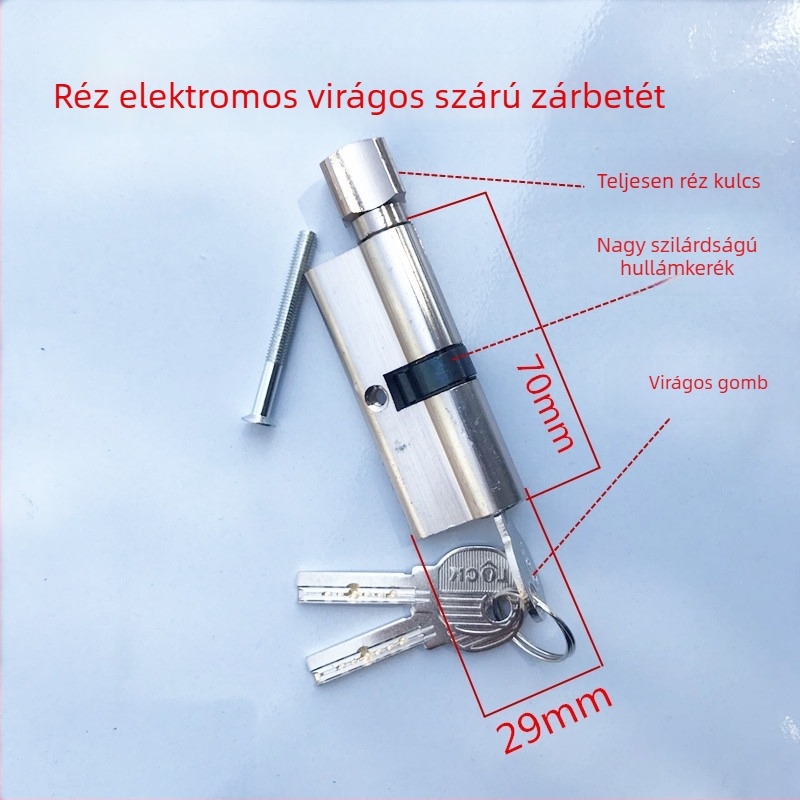 Belső ajtózár henger, kis 70-es méret, acél- és fa ajtókhoz, belső kilincs henger elektromos nyitással