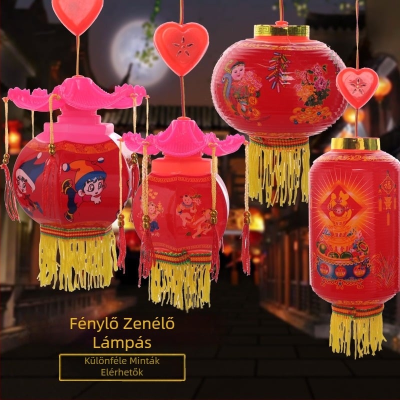 Hexagonális LED lámpás lótusz motívummal, világító és zenés, műanyag kivitelű, kézben tartható gyerekeknek 14+