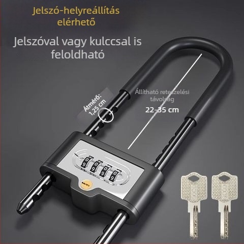 Üvegajtókhoz és kétszárnyú ajtókhoz U-alakú jelszavas lakat