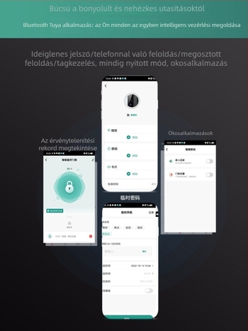 keret nélküli üvegajtó zár, ujjlenyomat- és kulcsazonosítással, érintőképernyővel, irodai csúszóajtókhoz – okos elektromos zár.