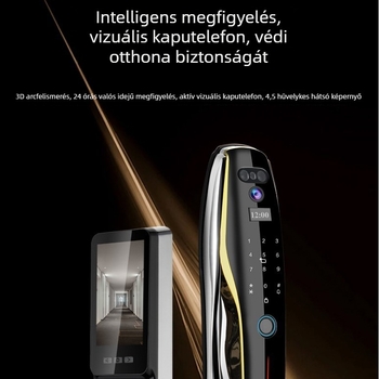 3D arcfelismeréssel ellátott intelligens ajtózár, HD, automatikus zárás, jelszavas és ujjlenyomat-zár, otthoni interkom, tenyérérzékelés