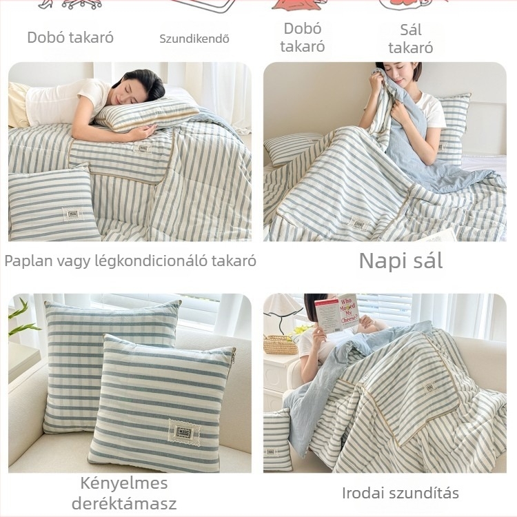 100% pamut kettős funkciójú párna–pléd autóhoz és irodába