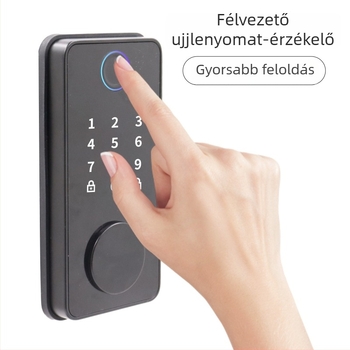 Okos ajtózár fából készült ajtóhoz – ujjlenyomat-olvasóval, jelszó és kulcs, távoli nyitás