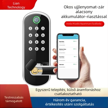 RALLAR F150 Okos ajtózár ujjlenyomat és jelszóval, távoli alkalmazás, Bluetooth és Wi‑Fi