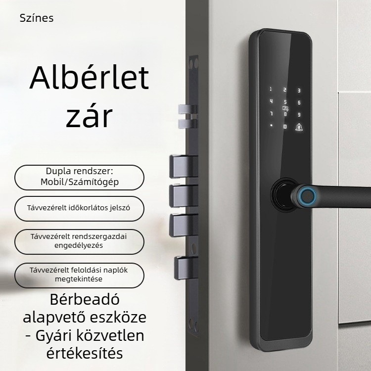 Többfunkciós ajtózár ujjlenyomatolvasóval, jelszóval és kártyaolvasóval – apartmanok, panziók és szállodák számára