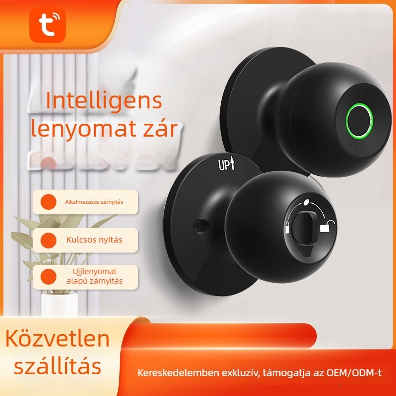 Okos zár ujjlenyomat-olvasóval ajtókhoz, modell K10, 20 ujjlenyomat tárolás, több mint 100000 nyitás, olvasási idő <0,5 s, hamis felismerés <0,001%