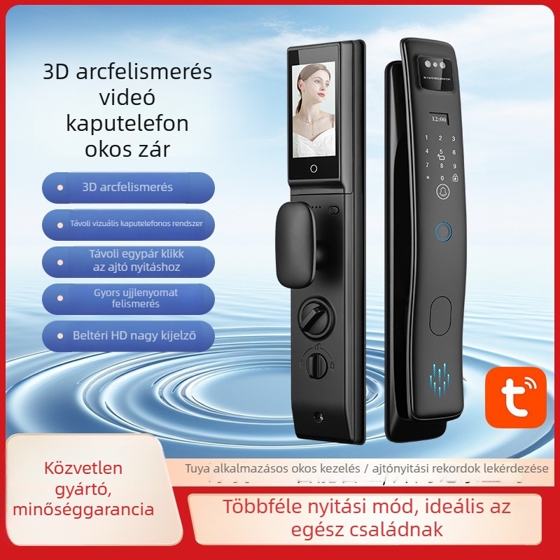 S958max okos ajtózár ujjlenyomat-olvasóval, arcfelismeréssel, videó interkommal, jelszóval és távoli nyitással mobilon