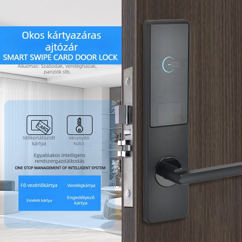 Szállodai ajtókhoz tervezett intelligens jelszavas zár, nehéz acél elektronikus IC-kártyás zár, napi bérletre szánt fa ajtó Bluetooth távoli kezeléssel