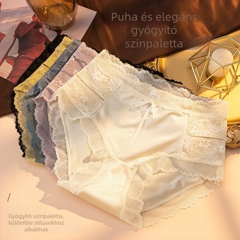 Ice Silk női alsónemű középmagas derekú, lélegző és antibakteriális; fő anyag Nylon 70–80%, lágyéktájék viszkóz 90–95%