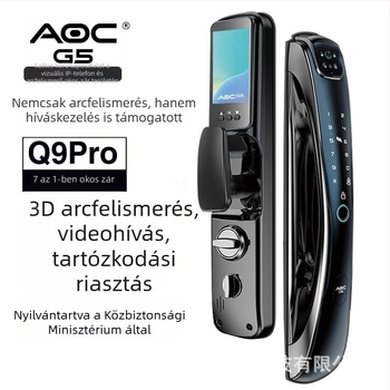 LAIU Q9H Arcfelismerő okoszár – 100 ujjlenyomat tárhely, <0.1 s szkennelés, távoli feloldás, jelszó, kilátónyílás, DC tápegység