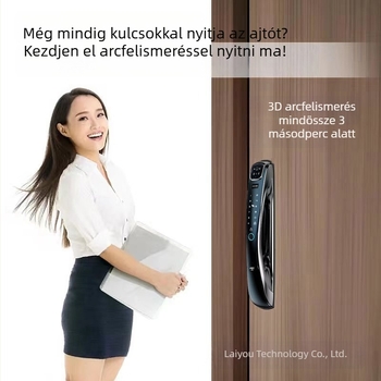 LAIU Q9H Arcfelismerő okoszár – 100 ujjlenyomat tárhely, <0.1 s szkennelés, távoli feloldás, jelszó, kilátónyílás, DC tápegység